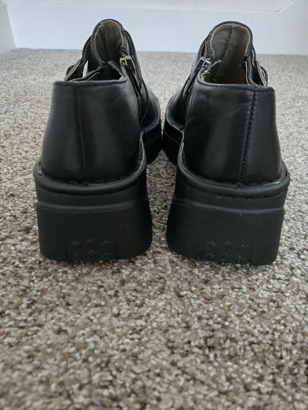 VTG Skechers Y2K Chunky Lug Sole Monk Strap Leather Loafers Women's 10 90s Goth